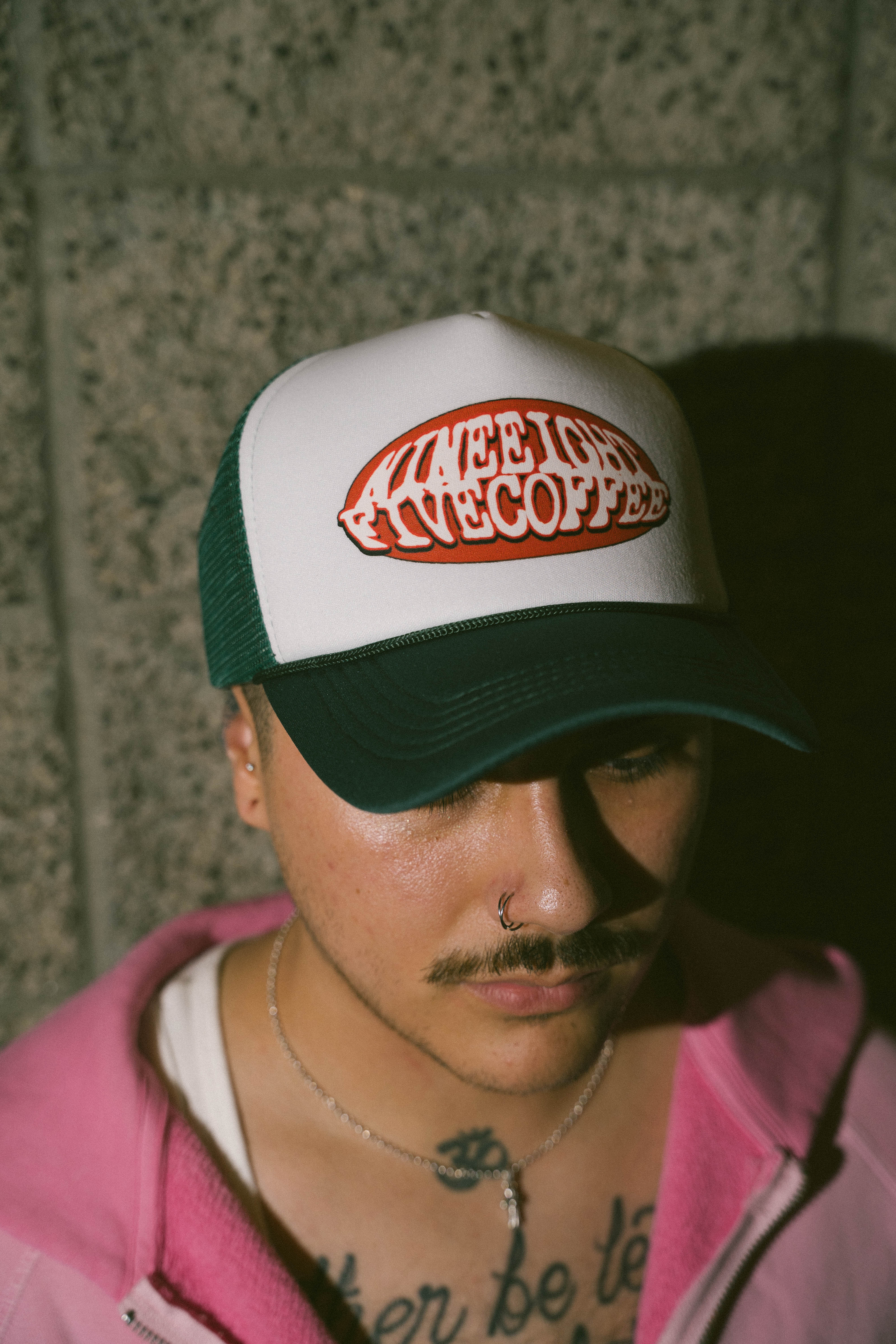 Nine Eight Five Coffee green trucker hat