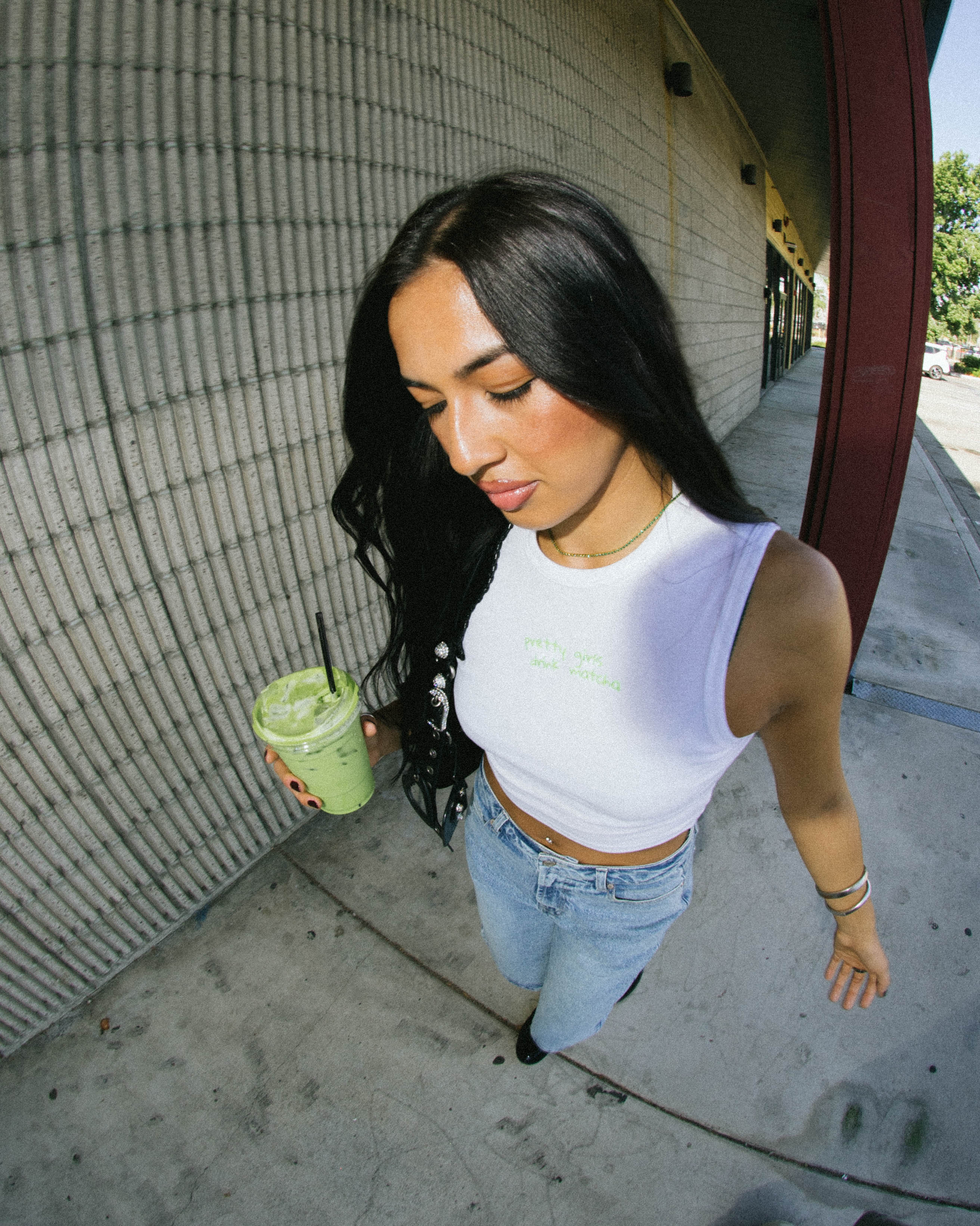 Pretty girls drink matcha ribbed tee