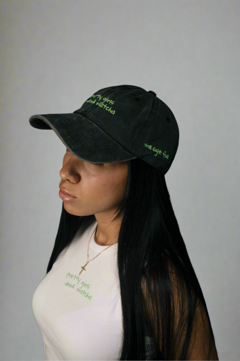 Pretty girls drink matcha dad hat