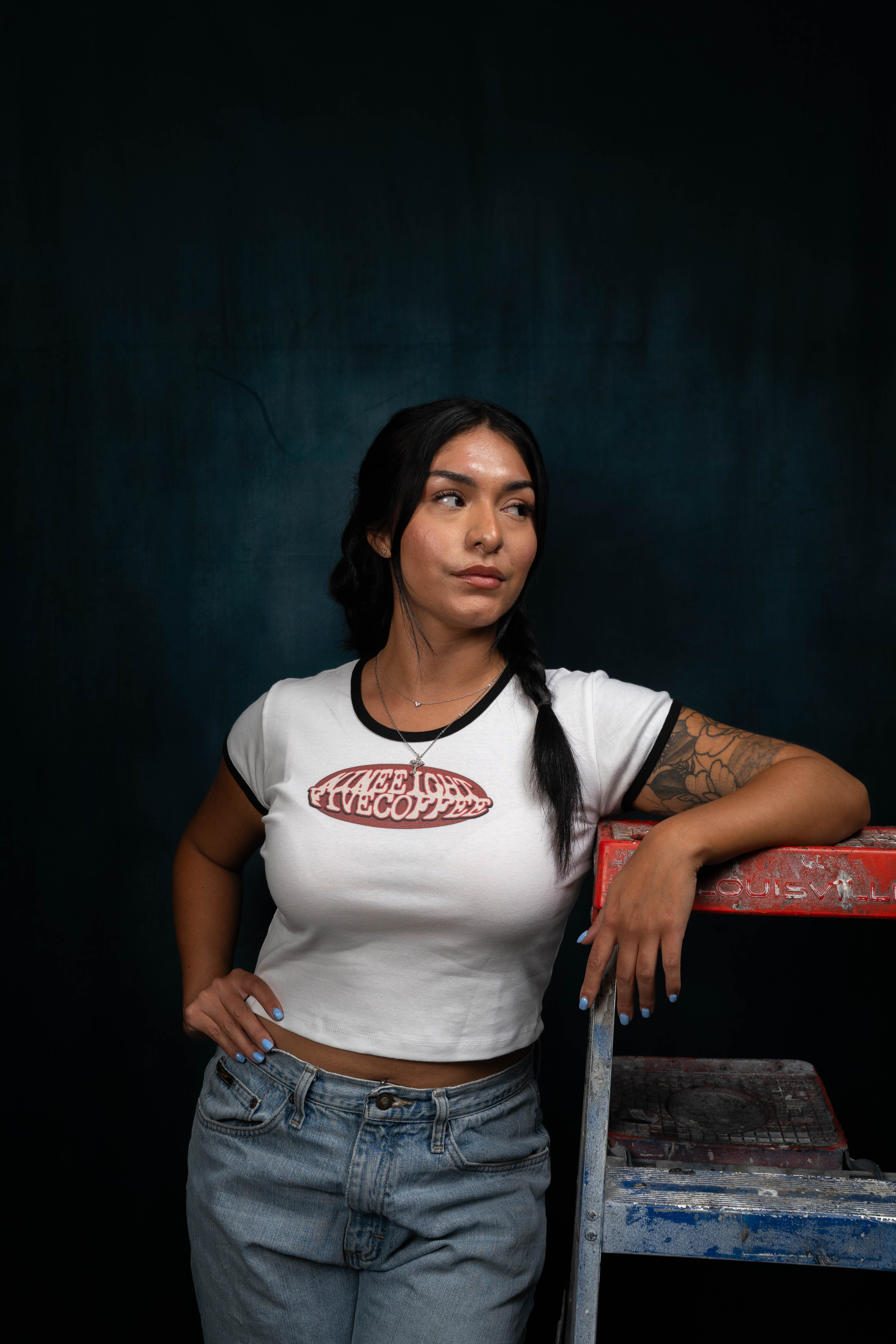 Nine Eight Five Coffee crewneck baby tee