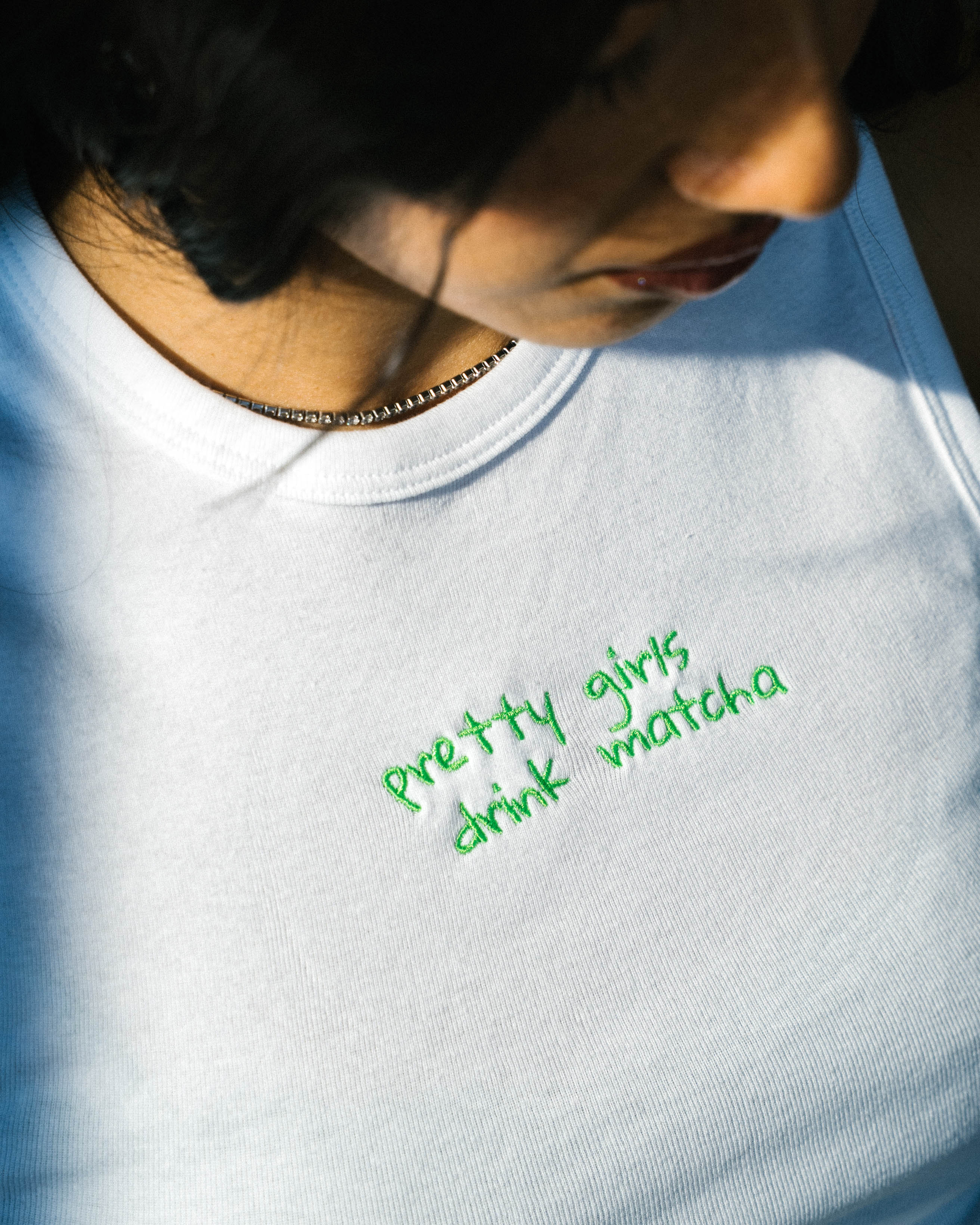 Pretty girls drink matcha ribbed tee