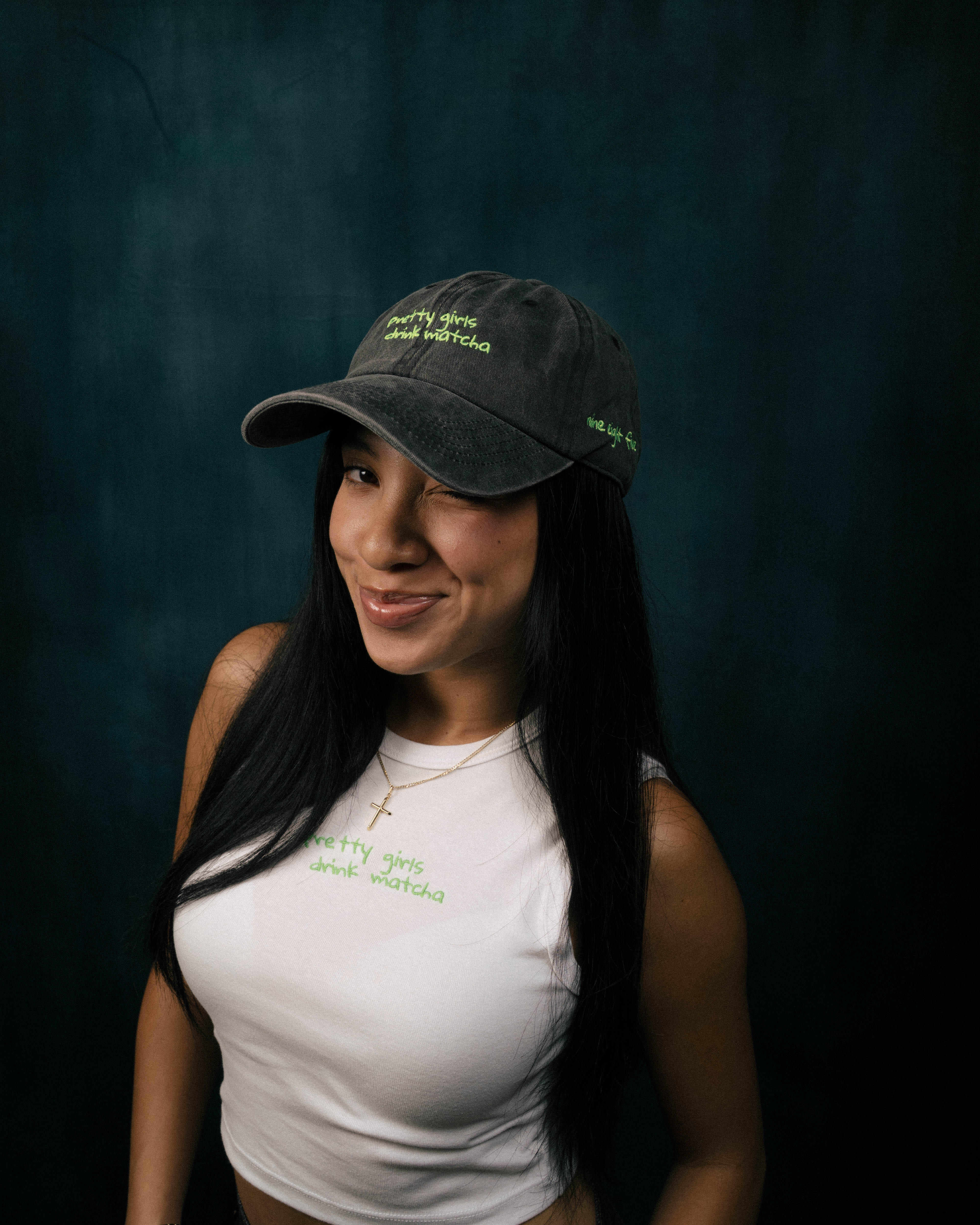 Pretty girls drink matcha dad hat